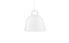 Small Bell Lamp by Normann Copenhagen, modern lighting fixture with a sand-colored finish, designed for stylish interior illumination.