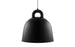 Small Bell Lamp by Normann Copenhagen, a modern ceramic lighting fixture with a soft sand color and rounded bell shape.
