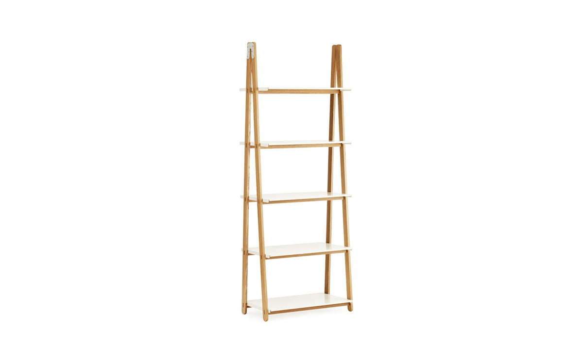 High storage bookcase from the One Step Up collection by Normann Copenhagen, featuring multiple open shelves in a sleek design.
