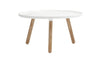Small white Tablo coffee table by Normann Copenhagen with a sleek, modern design and smooth surface.