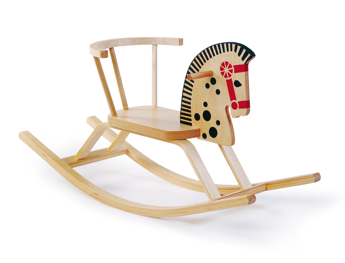 Kids Baltic Rocking Horse by Offi, wooden toy with smooth finish and curved rockers, designed for children’s play and comfort.