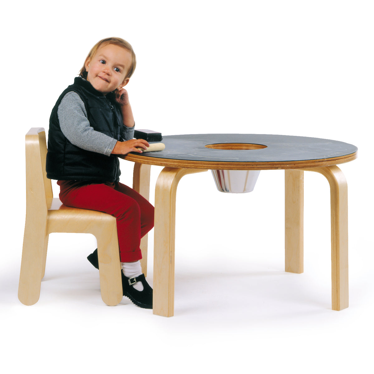 Kids' Woody Chalkboard Table by Offi featuring a wooden surface and chalkboard for creative play and drawing activities.