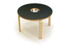 Kids wooden chalkboard table by Offi with a natural finish, featuring a chalkboard surface and sturdy legs for creative play.