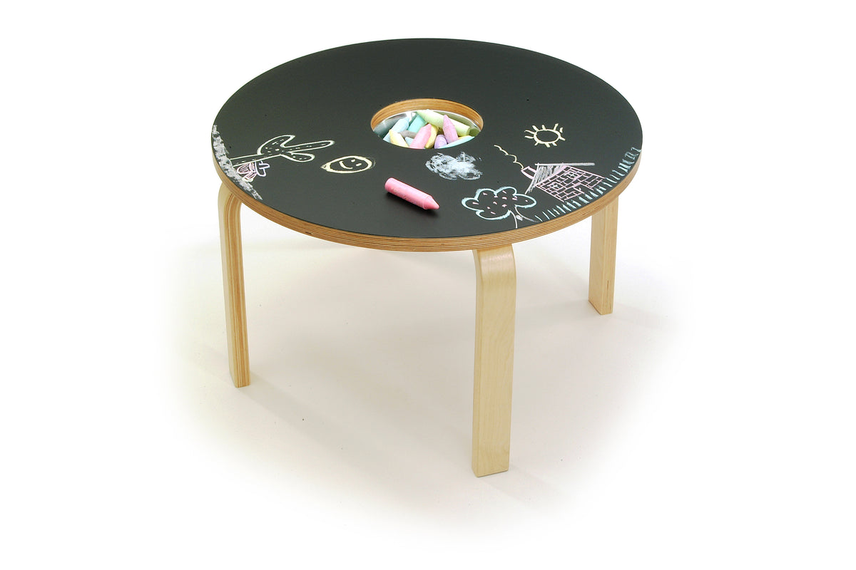 Kids' Woody Chalkboard Table by Offi showing a wooden table with a chalkboard surface for drawing and play.