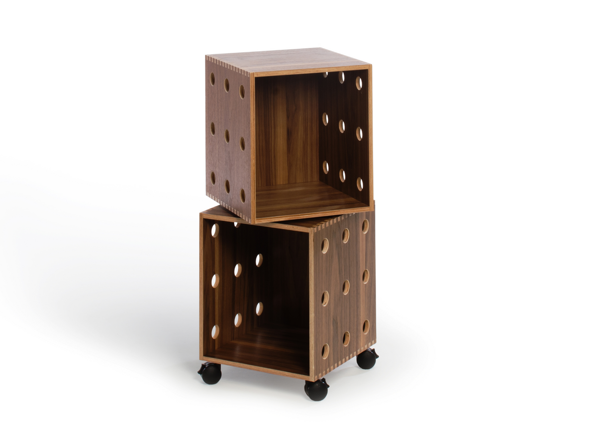 Two birch wood storage boxes from Offi Perf Boxes collection, designed for stylish organization and storage.