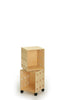 Two Offi Perf Boxes storage bins in natural birch wood finish, showcasing sleek, minimalist design for organizing space.
