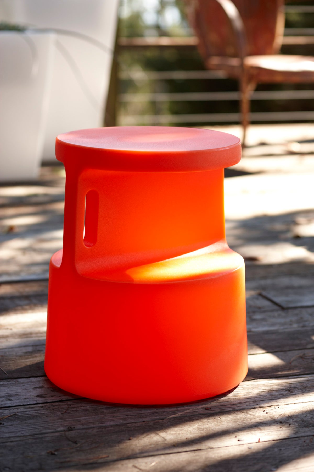 Blue Tote Stool and Table by Offi, versatile wooden furniture piece with a modern design, shown in a clean, minimalist setting.