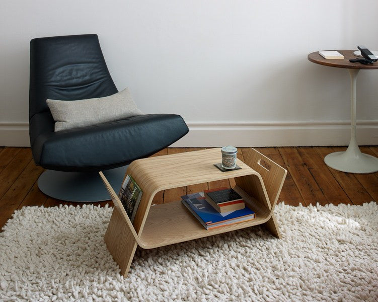 Walnut Embrace Coffee and End Table by Offi, showcasing sleek modern design and smooth wood finish.