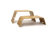 Walnut Embrace coffee and end table by Offi featuring sleek, modern design with rounded edges and smooth wood finish.
