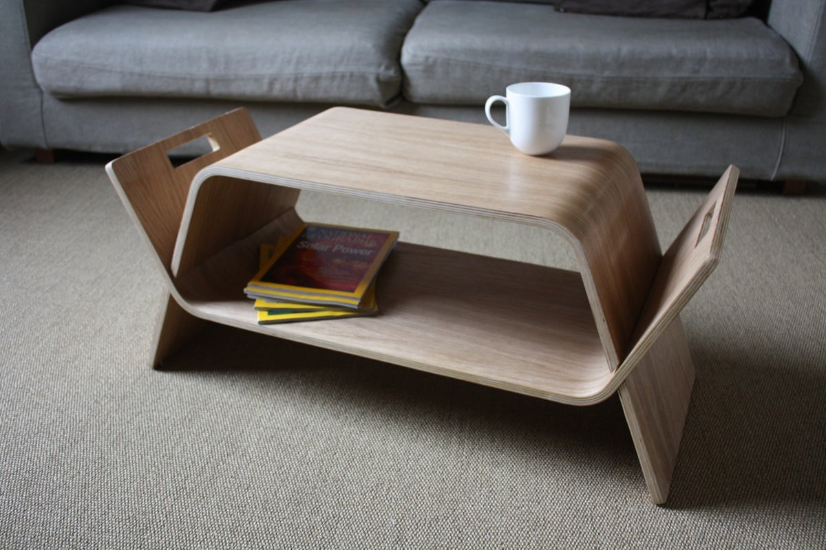 Walnut Embrace coffee and end table by Offi with sleek, modern design and smooth surface, perfect for contemporary living spaces.
