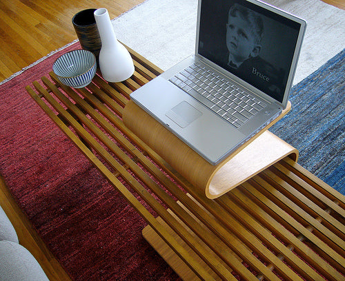 Walnut Mag Side Table and Laptop Stand by Offi, modern table with sleek design and functional surface for workspace or living room.