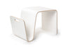Walnut Offi Mag Side Table and Laptop Stand, sleek modern table with a smooth surface and minimalist design.