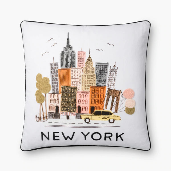 New York Pillow P6007 by Loloi x Rifle Paper co