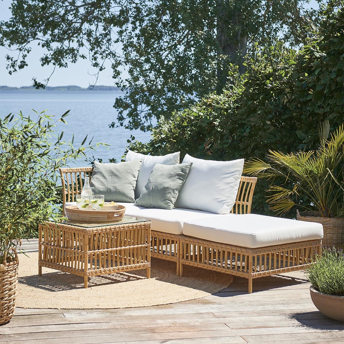 Caroline Side Table Exterior W/ Glass Top by Sika