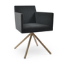 Harput Stick Arm Swivel Chair by Soho Concept, leatherette upholstery with natural veneer and steel frame, showcasing modern seating design.
