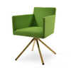 Harput Stick Arm Swivel Chair by Soho Concept, leatherette seating with natural wood veneer and steel frame, modern office chair.