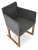 Harput Wood Sled seating by Soho Concept featuring leatherette upholstery and solid beech walnut-finished frame.