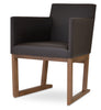 Harput Wood Sled seating by Soho Concept, solid beech walnut finish with leatherette upholstery, designed for stylish comfort.