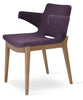 Nevada Arm Wood Chair by Soho Concept, beige leatherette seat with solid beech walnut legs, modern seating furniture.