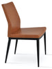 Soho Concept Pasha MW dining chair with leatherette upholstery, walnut veneer accents, steel frame, low-back seating.