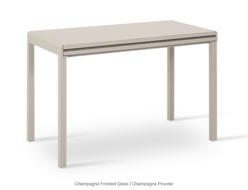 Soho Concept modern white frosted glass desk and dining table with storage, sleek contemporary design for home or office use.