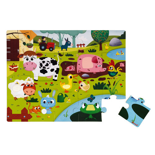 Puzzle tactile 20 pièces - Animaux de la ferme par Janod 