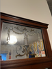 Vintage Art Deco 1930's Danish Hallway Mirror w/ Etching