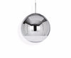 Gold mirror ball pendant light by Tom Dixon, 25cm diameter, modern lighting fixture with reflective surface.