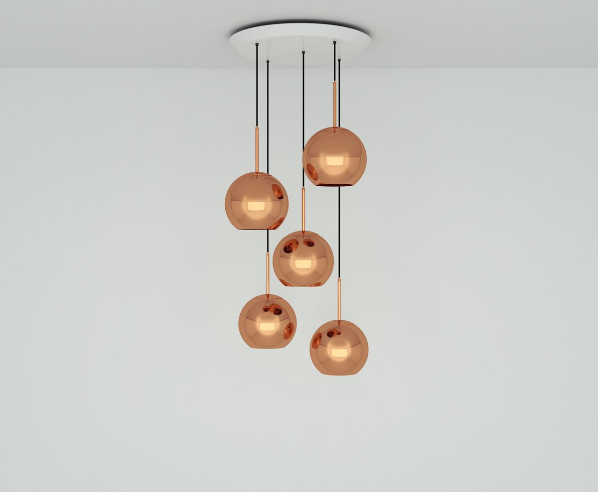 Copper LED 25cm Round Pendant System by Tom Dixon