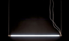 Viso Thin LED horizontal suspension light in silver, 695mm, modern lighting fixture made in Canada.