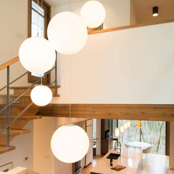 Small Globo Suspension lighting fixture by Viso, made in Canada, featuring a stylish globe design for modern interior decor.