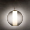 Small white Viso Ilu Suspension lighting fixture with clear glass, made in Canada, ideal for modern interior decor.